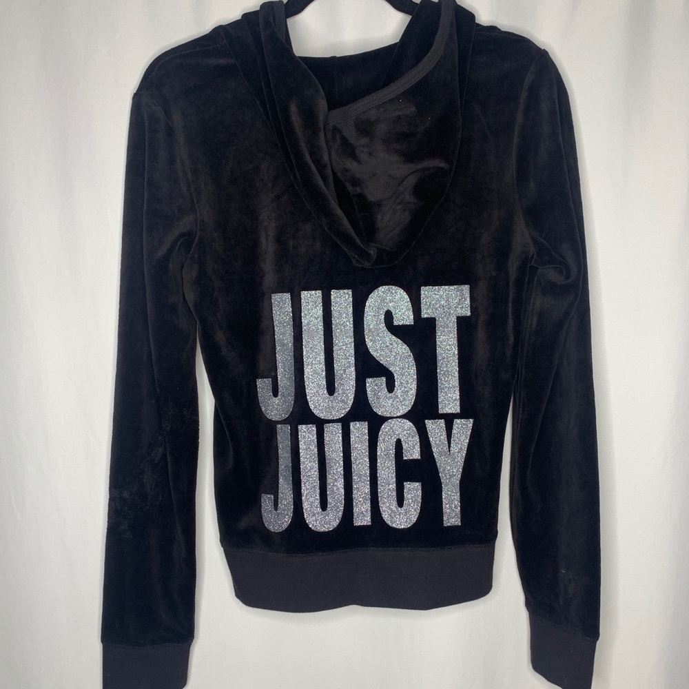 JUICY COUTURE Y2K Black Velour Zip up Hoodie